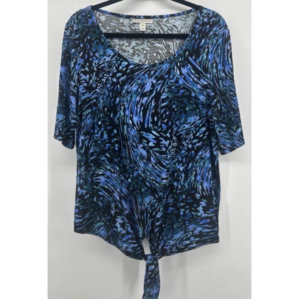 Dana Buchman Swirl Abstract Tie Front Top M Fairycore Whimsigoth Wearable Art